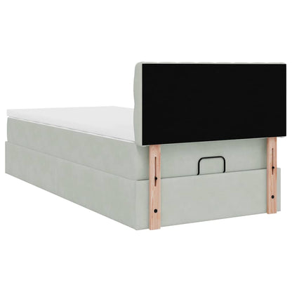 Ottoman-Bett mit Matratze & LEDs Hellgrau 90x200 cm Samt