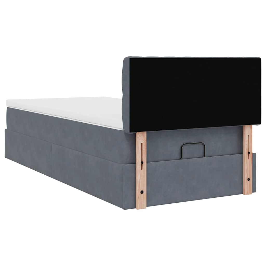 Ottoman-Bett mit Matratze & LEDs Dunkelgrau 100x200 cm Samt