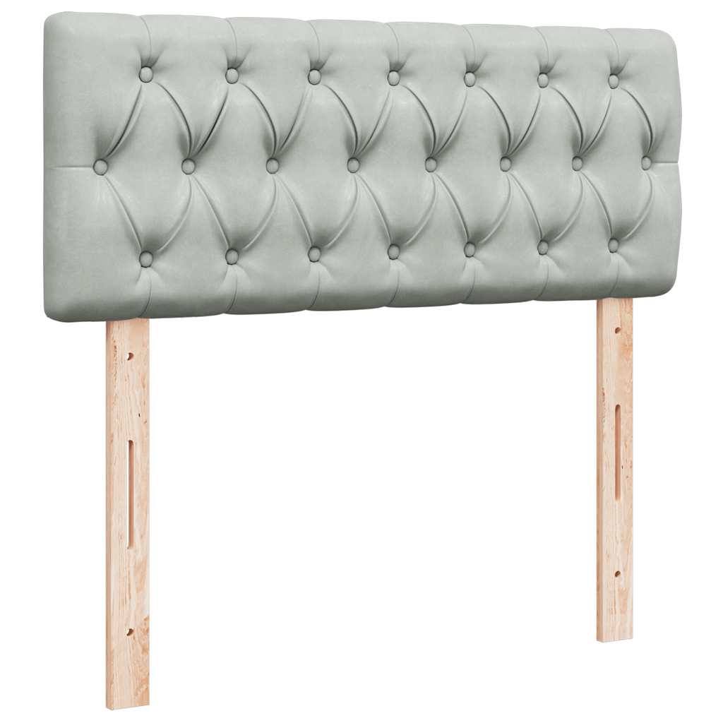 Ottomane Bett mit Matratze & LEDs Hellgrau 120x190 cm Samt