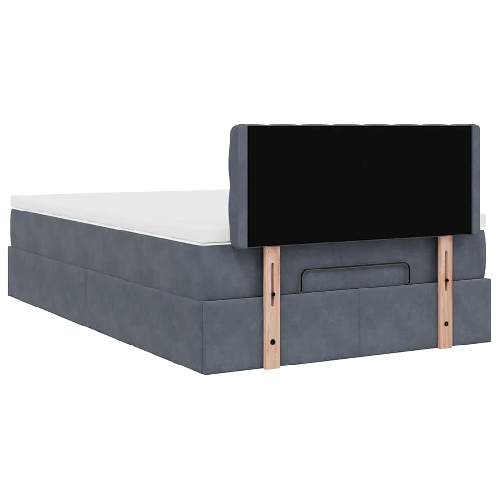 Ottomane Bett mit Matratze & LEDs Dunkelgrau 120x190 cm Samt