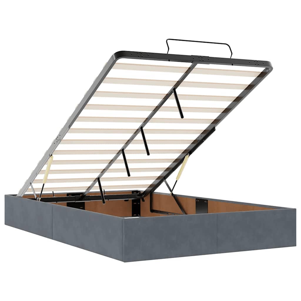 Ottomane Bett mit Matratze & LEDs Dunkelgrau 120x190 cm Samt