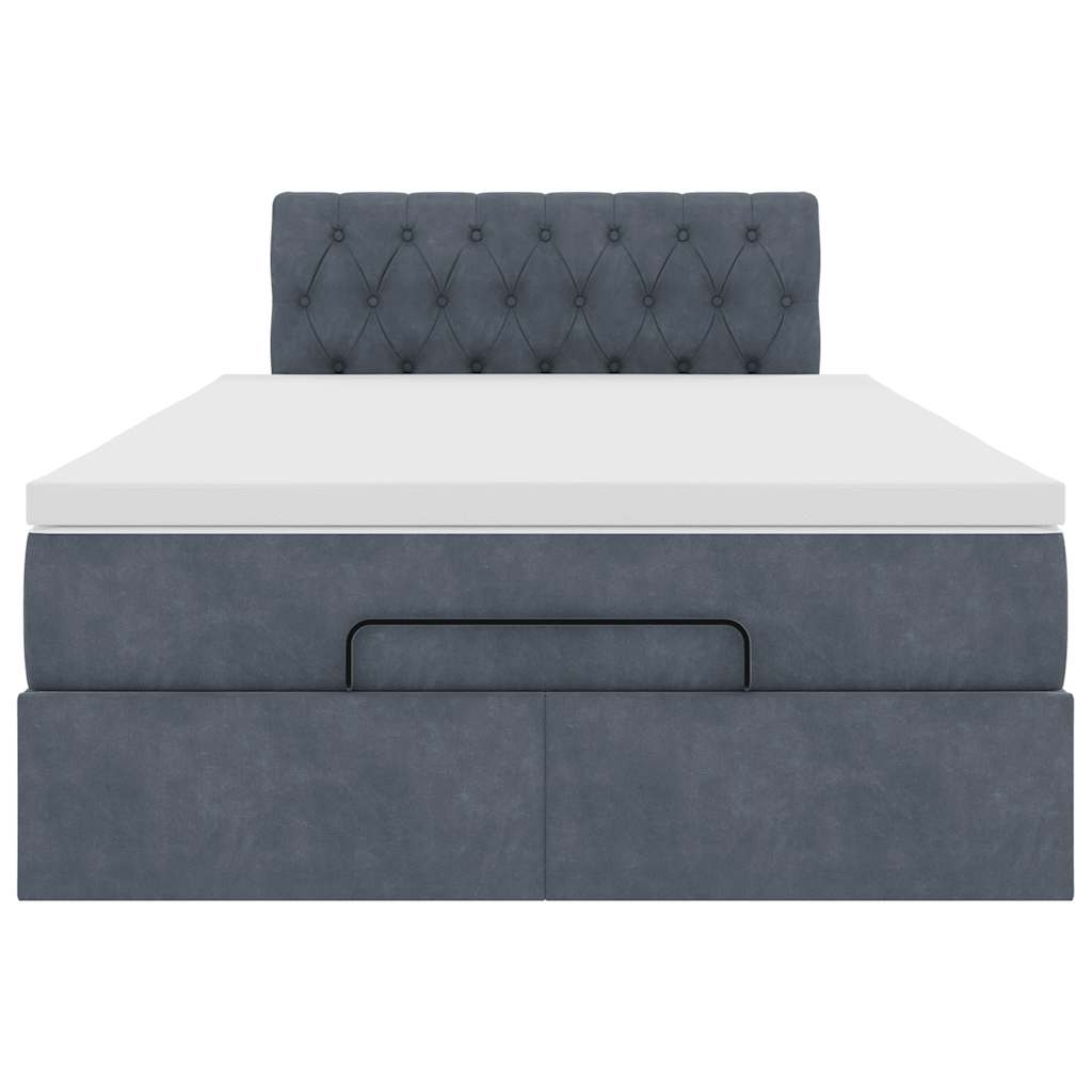 Ottomane Bett mit Matratze & LEDs Dunkelgrau 120x190 cm Samt