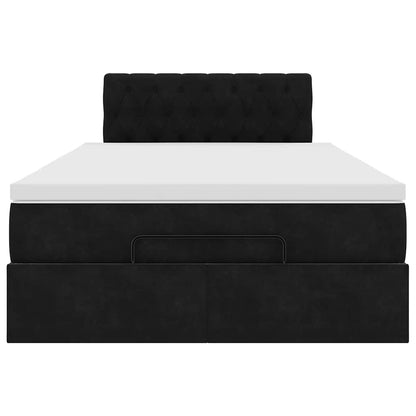 Ottomane Bett mit Matratze & LEDs Schwarz 120x190 cm Samt