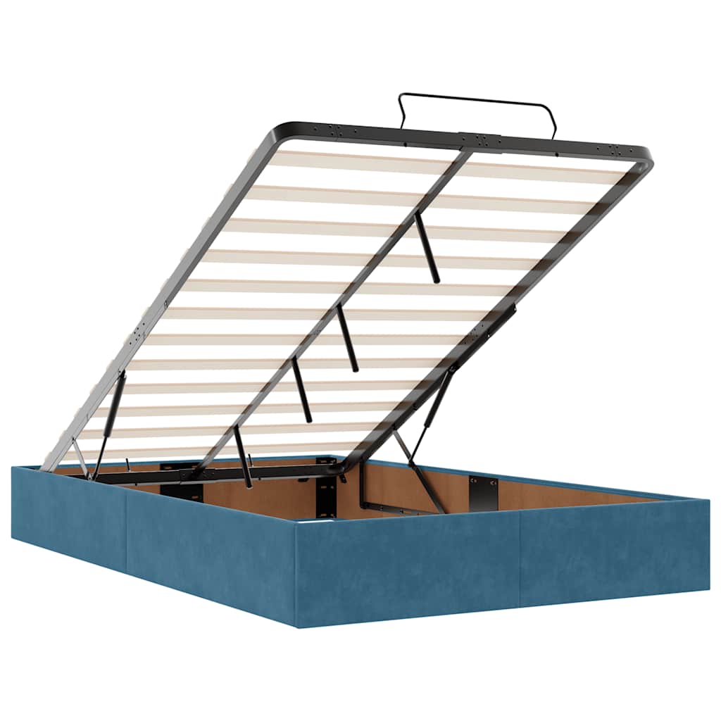 Ottomane Bett mit Matratze & LEDs Dunkelblau 120x190 cm Samt