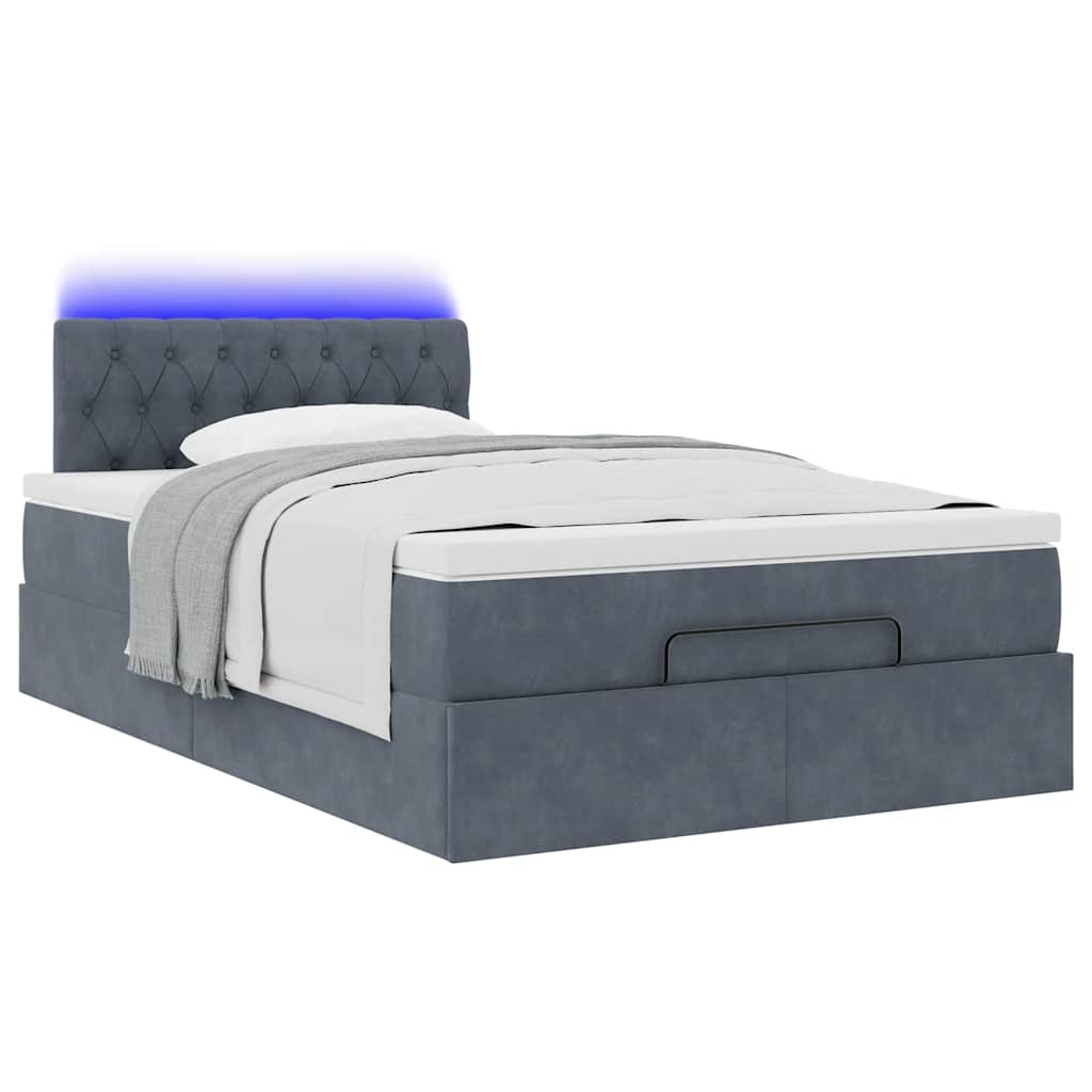 Ottoman-Bett mit Matratze & LEDs Dunkelgrau 120x200 cm Samt
