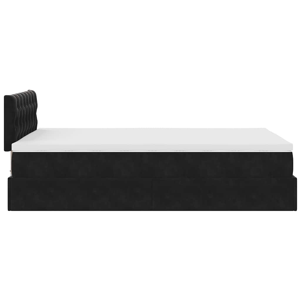 Ottoman-Bett mit Matratze & LEDs Schwarz 120x200 cm Samt