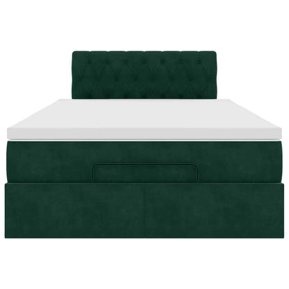 Ottoman-Bett mit Matratze & LEDs Dunkelgrün 120x200 cm Samt
