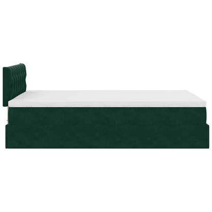 Ottoman-Bett mit Matratze & LEDs Dunkelgrün 120x200 cm Samt