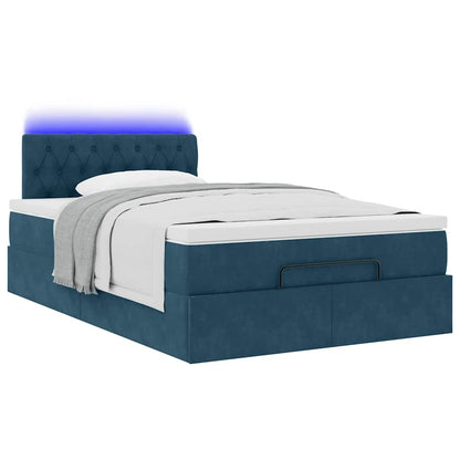 Ottoman-Bett mit Matratze & LEDs Dunkelblau 120x200 cm Samt