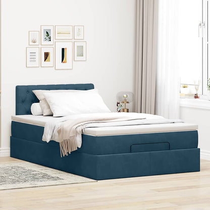 Ottoman-Bett mit Matratze & LEDs Dunkelblau 120x200 cm Samt