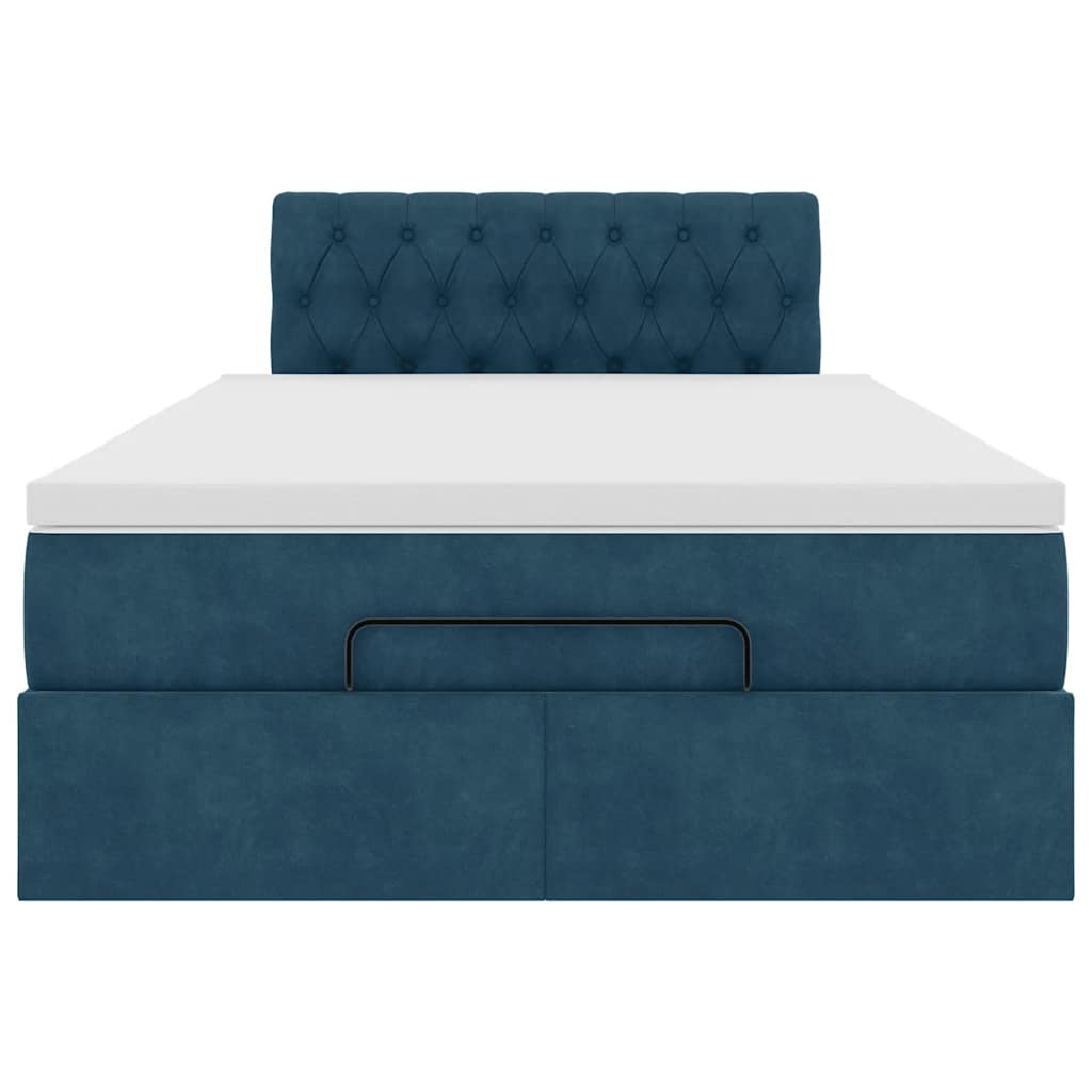 Ottoman-Bett mit Matratze & LEDs Dunkelblau 120x200 cm Samt