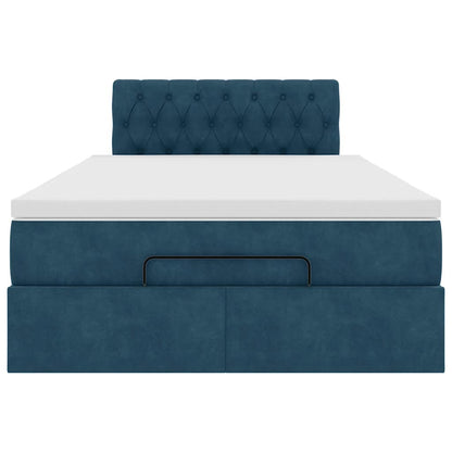Ottoman-Bett mit Matratze & LEDs Dunkelblau 120x200 cm Samt