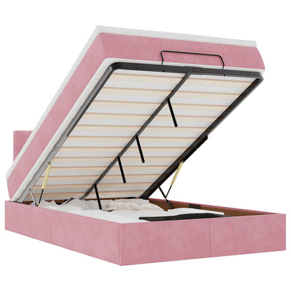 Ottoman-Bett mit Matratze & LEDs Rosa 120x200 cm Samt