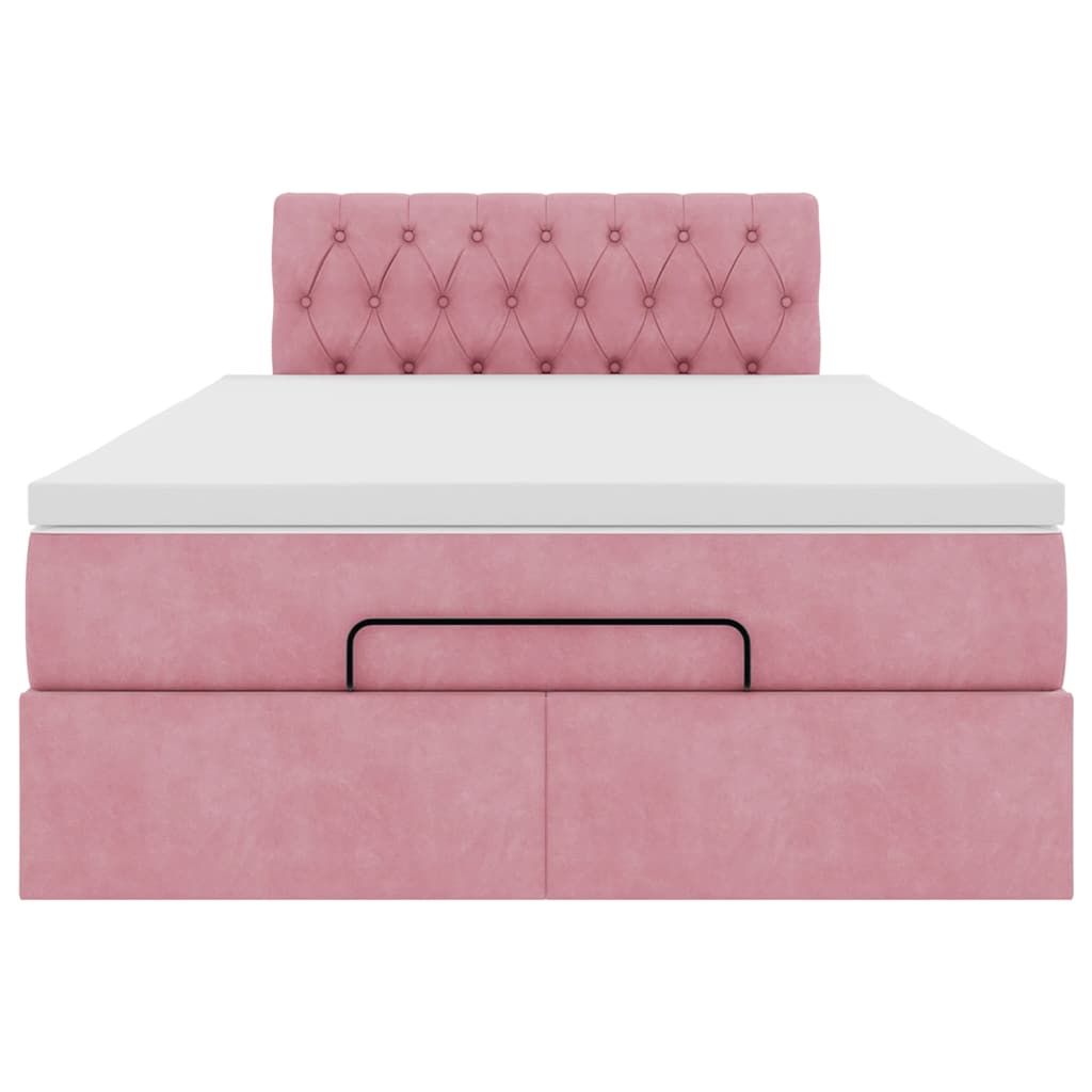 Ottoman-Bett mit Matratze & LEDs Rosa 120x200 cm Samt