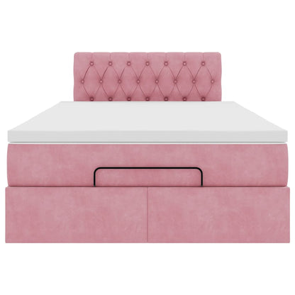 Ottoman-Bett mit Matratze & LEDs Rosa 120x200 cm Samt