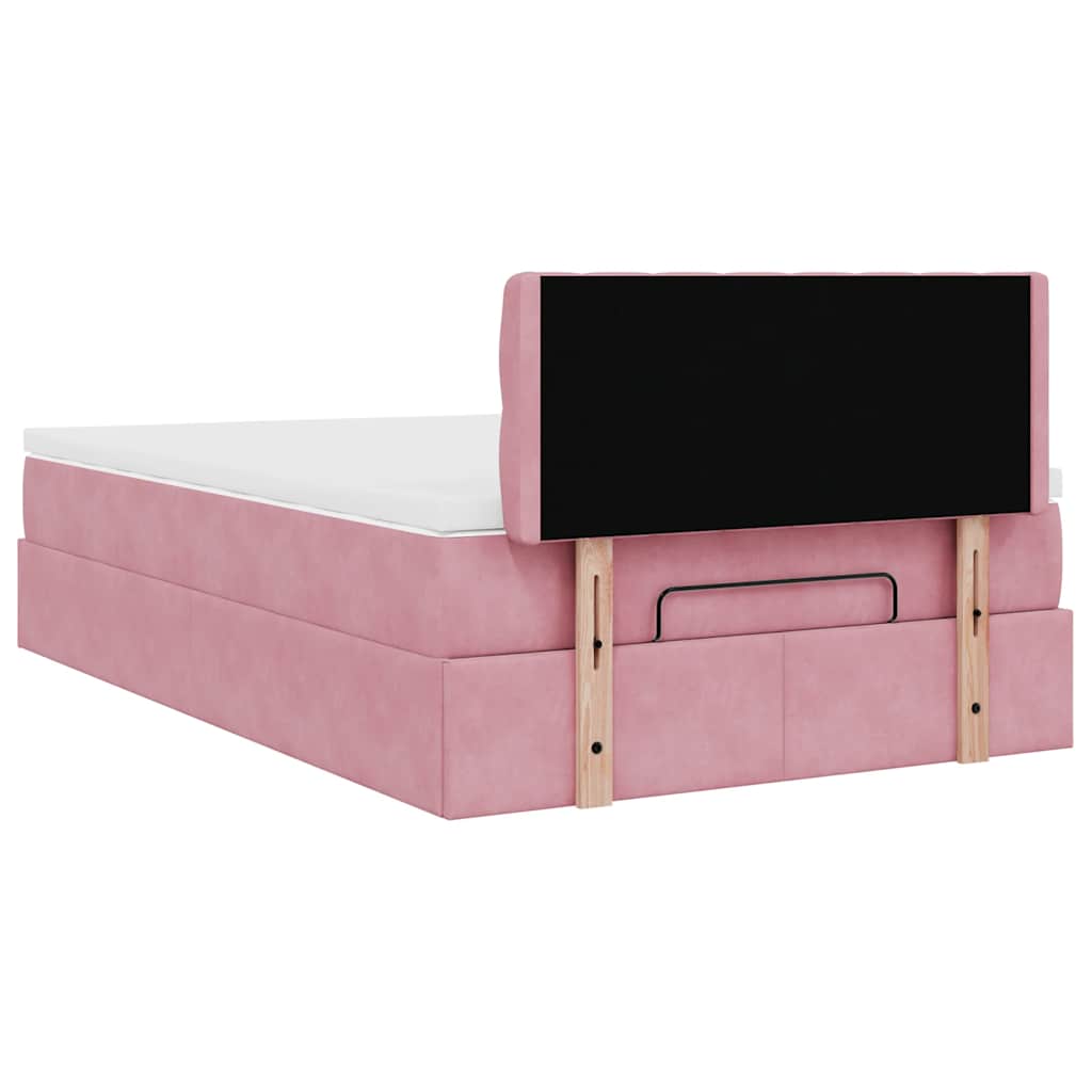 Ottoman-Bett mit Matratze & LEDs Rosa 120x200 cm Samt
