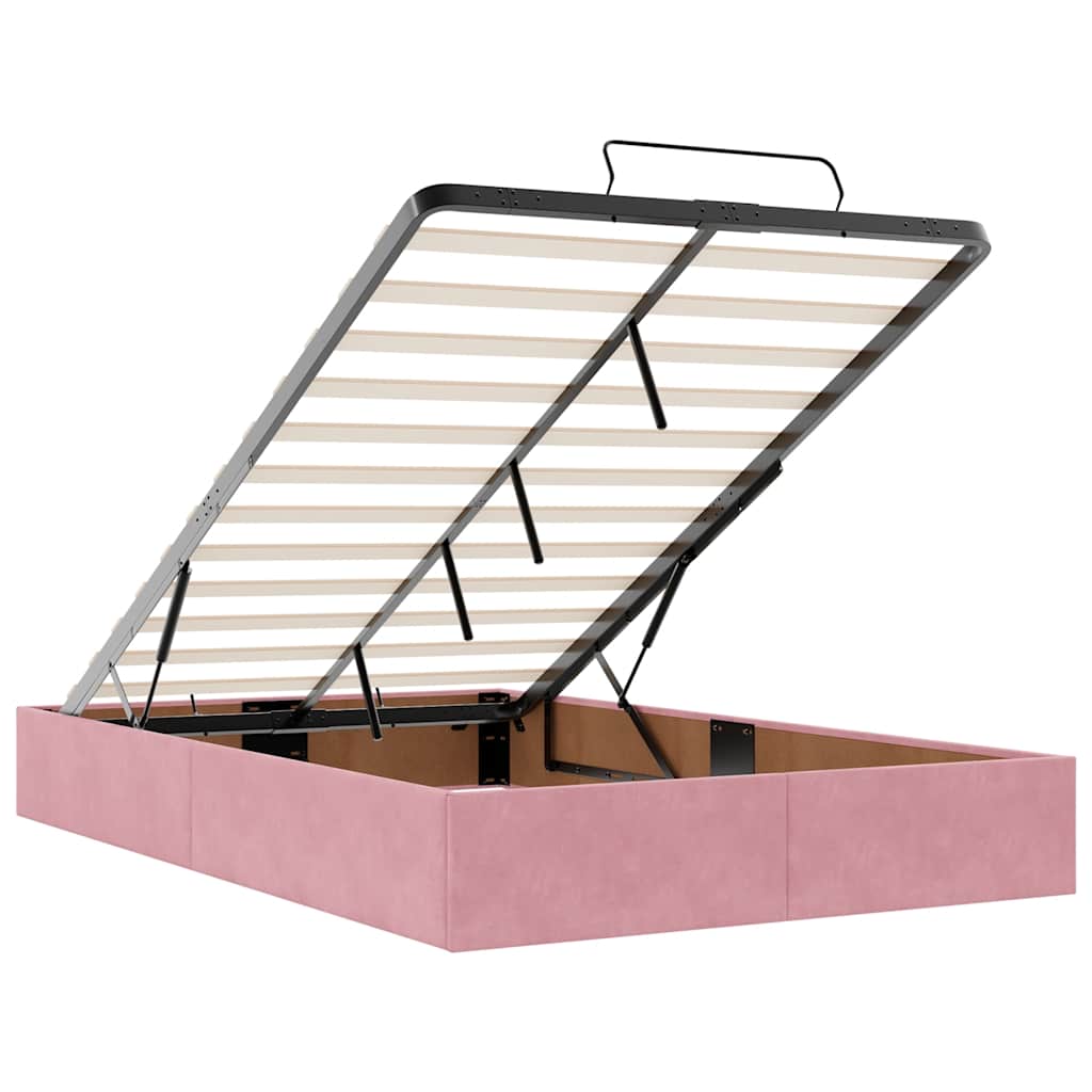 Ottoman-Bett mit Matratze & LEDs Rosa 120x200 cm Samt