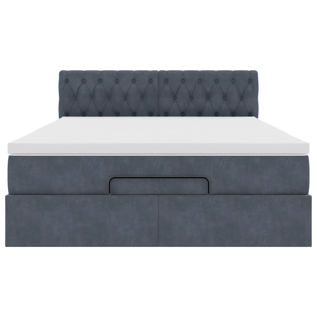 Ottoman-Bett mit Matratze & LEDs Dunkelgrau 140x190 cm Samt