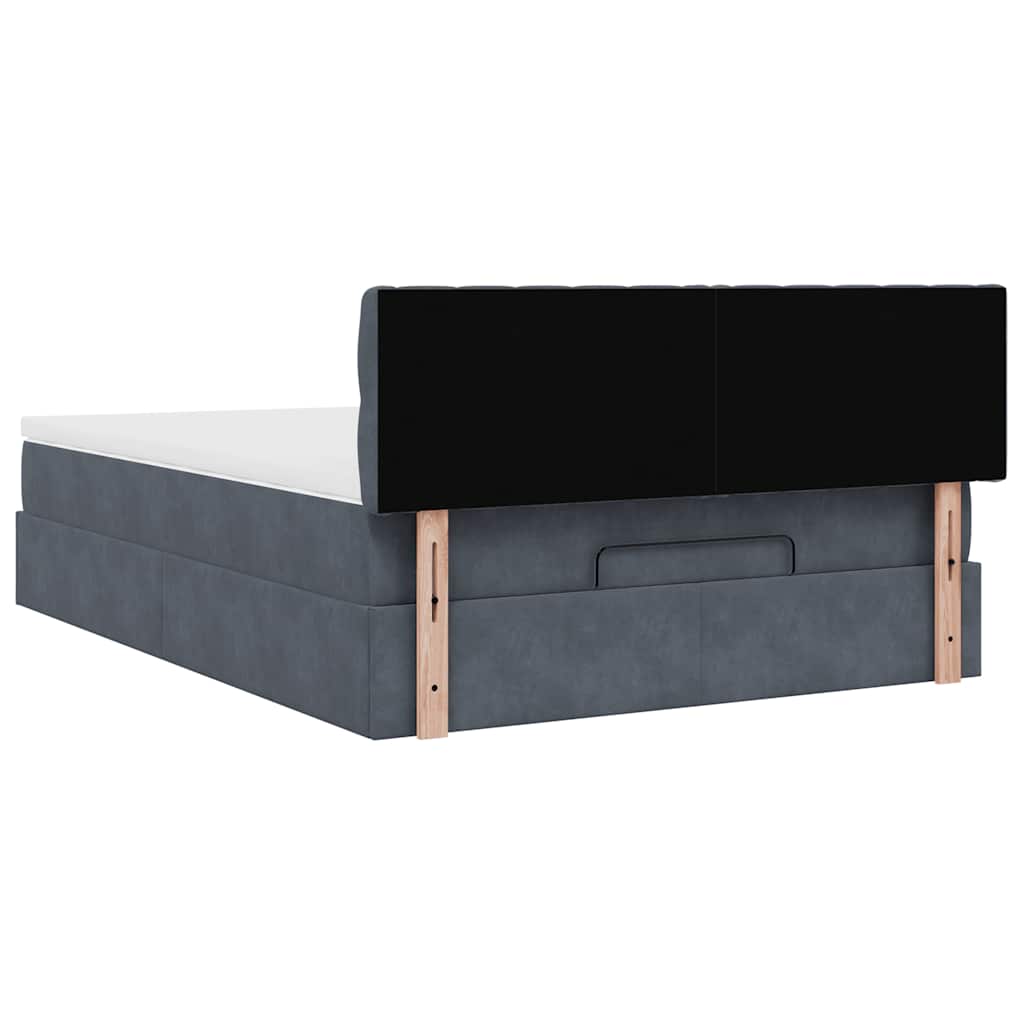 Ottoman-Bett mit Matratze & LEDs Dunkelgrau 140x190 cm Samt