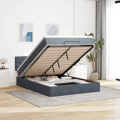 Ottoman-Bett mit Matratze & LEDs Dunkelgrau 140x190 cm Samt