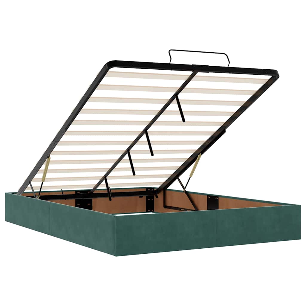 Ottoman-Bett mit Matratze & LEDs Dunkelgrün 140x190 cm Samt