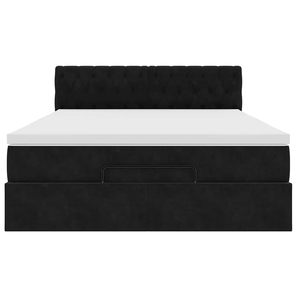 Ottoman-Bett mit Matratze & LEDs Schwarz 140x200 cm Samt