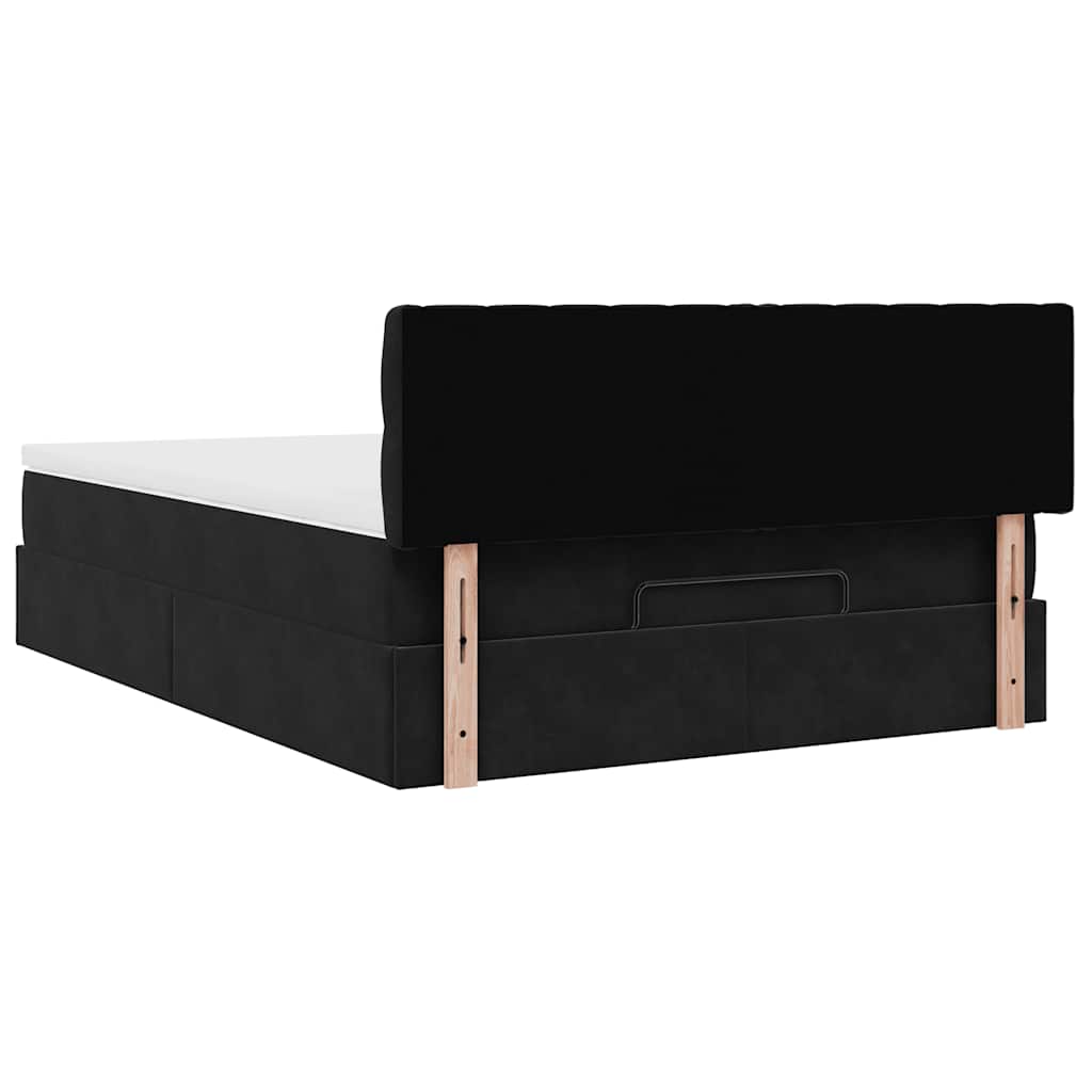 Ottoman-Bett mit Matratze & LEDs Schwarz 140x200 cm Samt