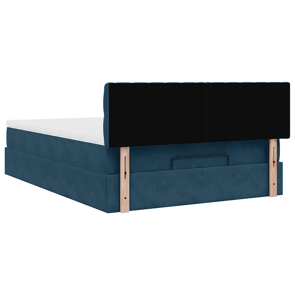 Ottoman-Bett mit Matratze & LEDs Dunkelblau 140x200 cm Samt