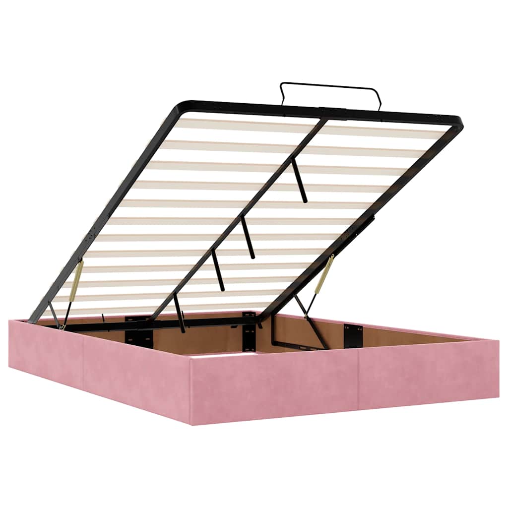 Ottoman-Bett mit Matratze & LEDs Rosa 140x200 cm Samt
