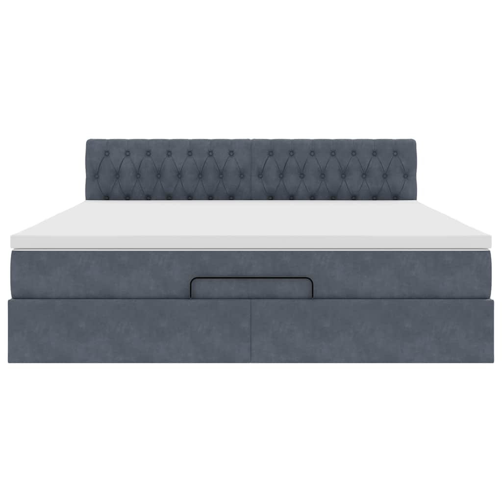 Ottoman-Bett mit Matratze & LEDs Dunkelgrau 160x200 cm Samt