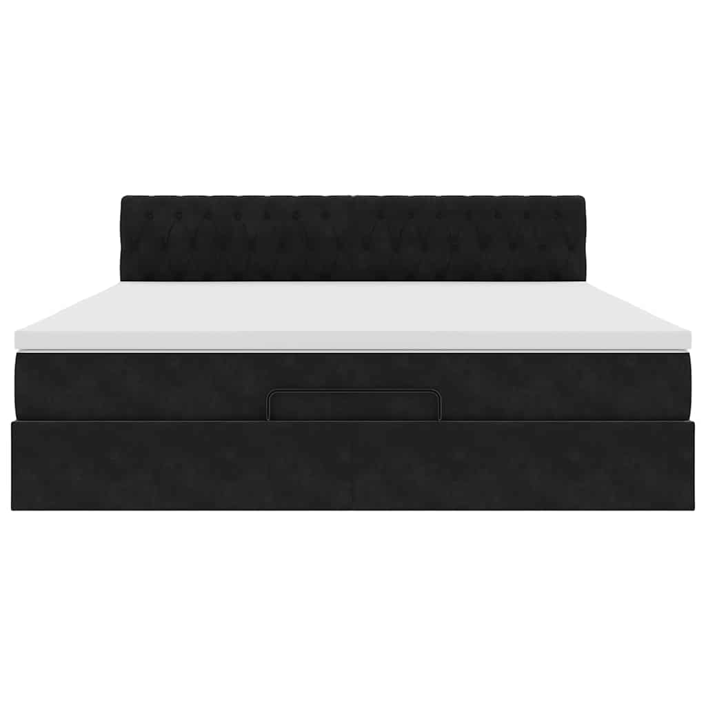 Ottoman-Bett mit Matratze & LEDs Schwarz 160x200 cm Samt