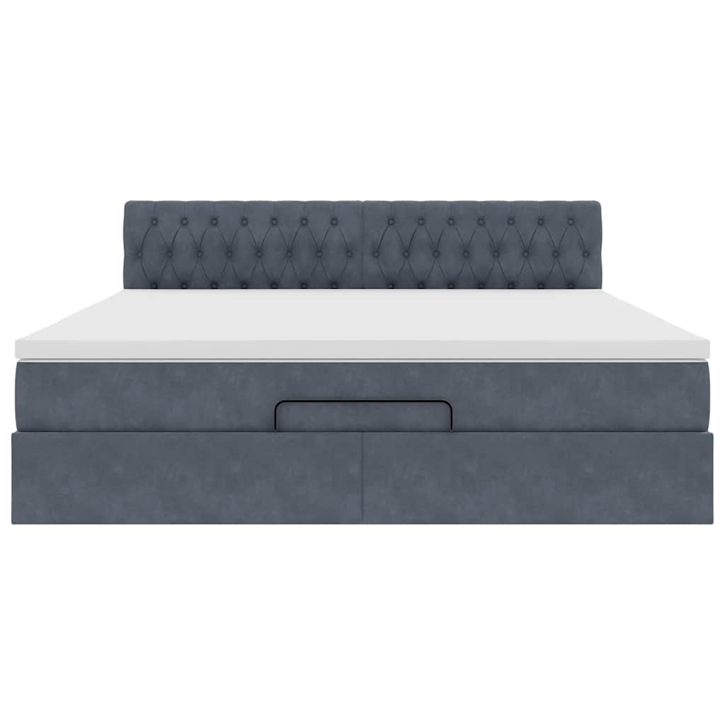 Ottoman-Bett mit Matratze & LEDs Dunkelgrau 180x200 cm Samt