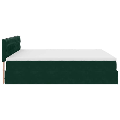 Ottoman-Bett mit Matratze & LEDs Dunkelgrün 180x200 cm Samt