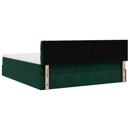 Ottoman-Bett mit Matratze & LEDs Dunkelgrün 180x200 cm Samt