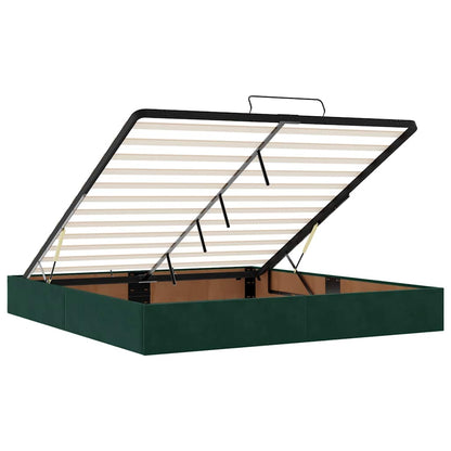 Ottoman-Bett mit Matratze & LEDs Dunkelgrün 180x200 cm Samt
