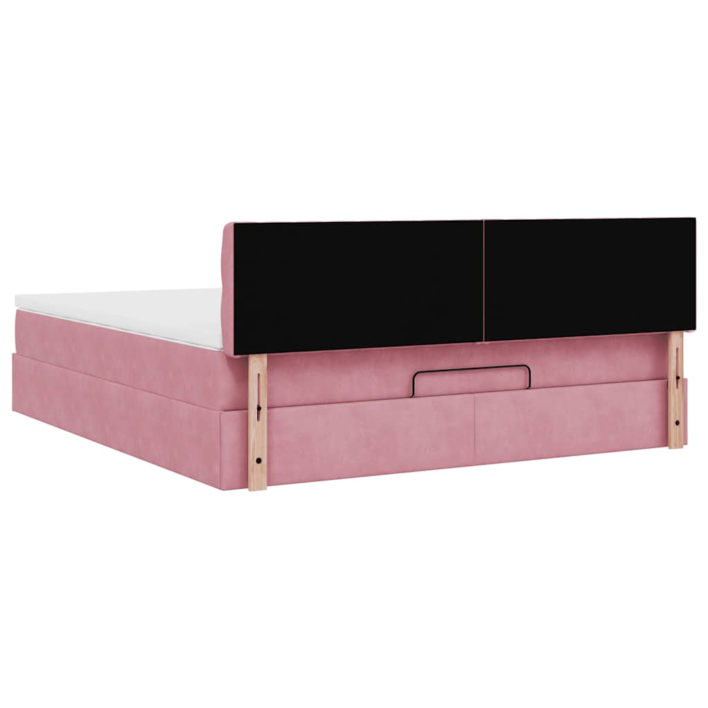 Ottomane Bett mit Matratze & LEDs Rosa 180x200 cm Samt