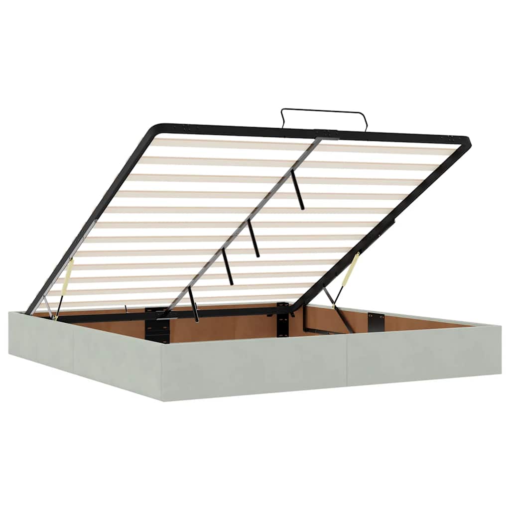 Ottoman-Bett mit Matratzen & LEDs Hellgrau 200x200 cm Samt