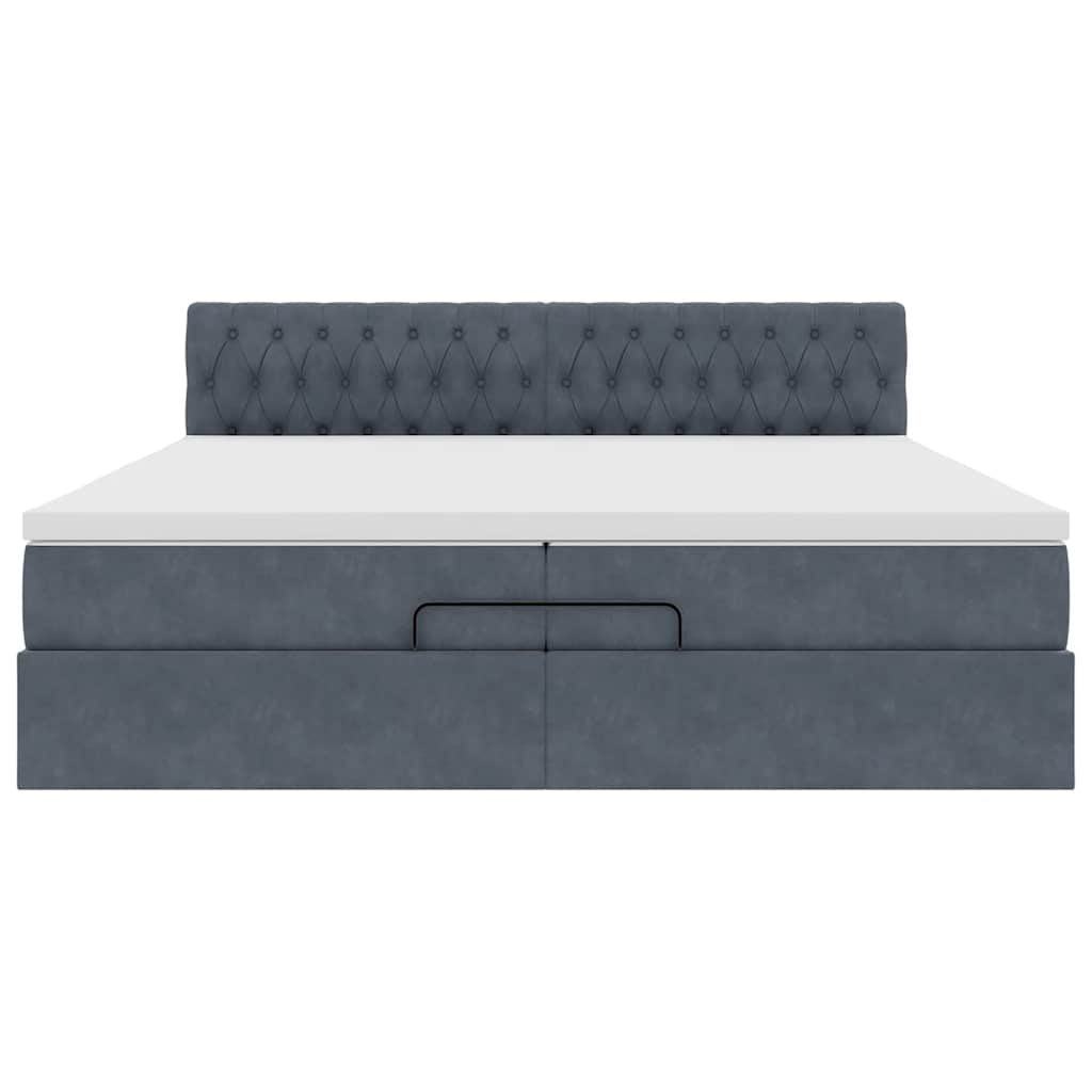 Ottoman-Bett mit Matratzen & LEDs Dunkelgrau 200x200 cm Samt