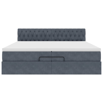 Ottoman-Bett mit Matratzen & LEDs Dunkelgrau 200x200 cm Samt