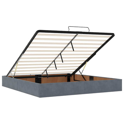 Ottoman-Bett mit Matratzen & LEDs Dunkelgrau 200x200 cm Samt