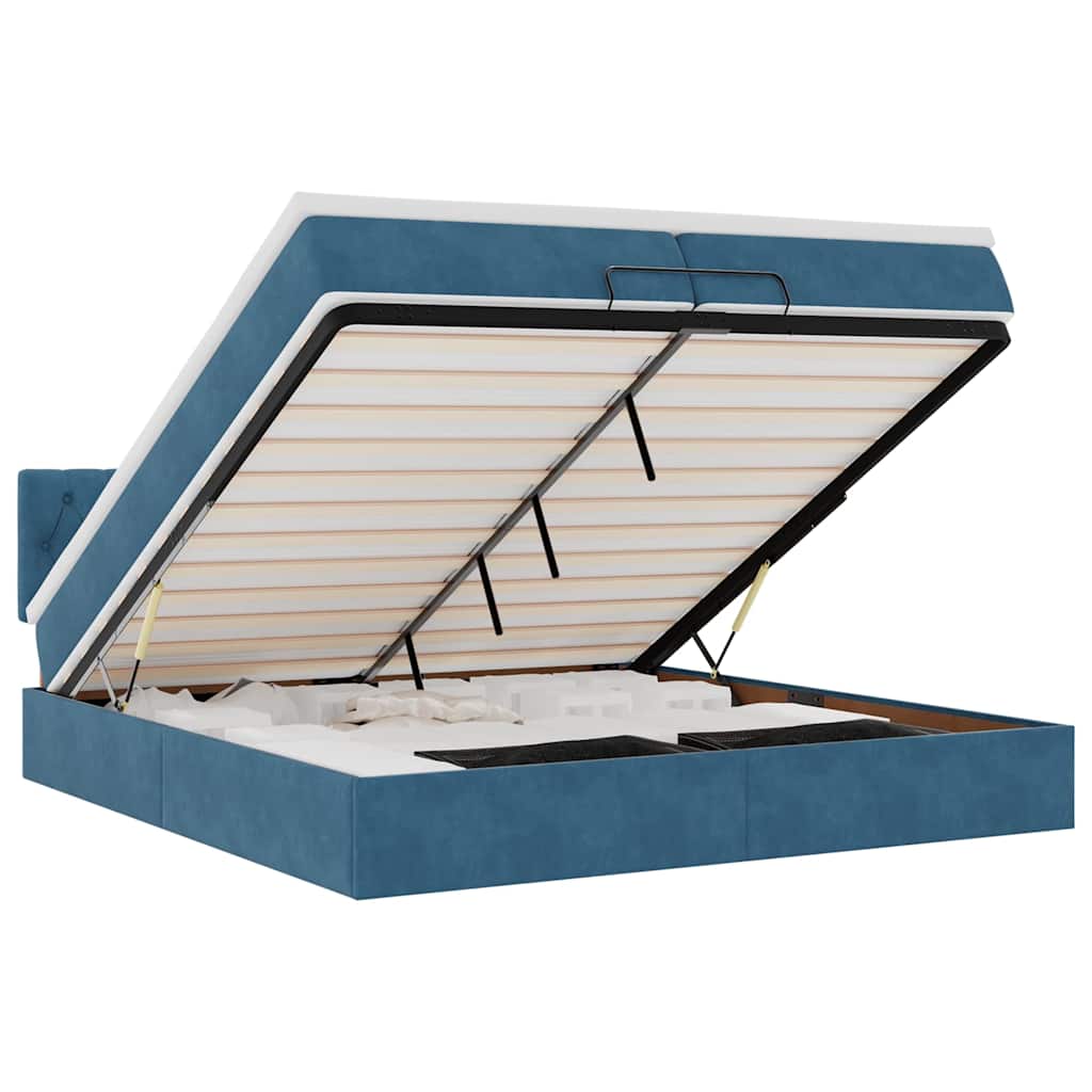 Ottoman-Bett mit Matratzen & LED Dunkelblau 200x200 cm Samt