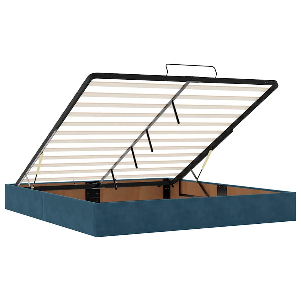 Ottoman-Bett mit Matratzen & LED Dunkelblau 200x200 cm Samt