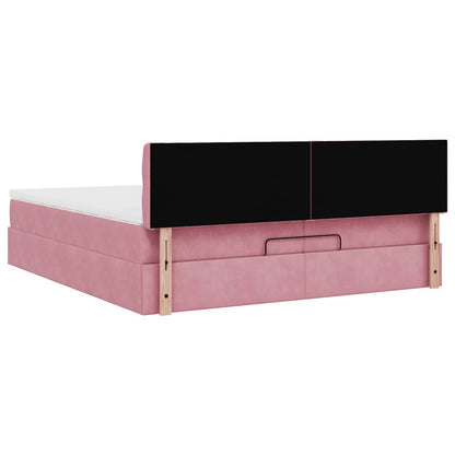 Ottoman-Bett mit Matratzen & LEDs Rosa 200x200 cm Samt
