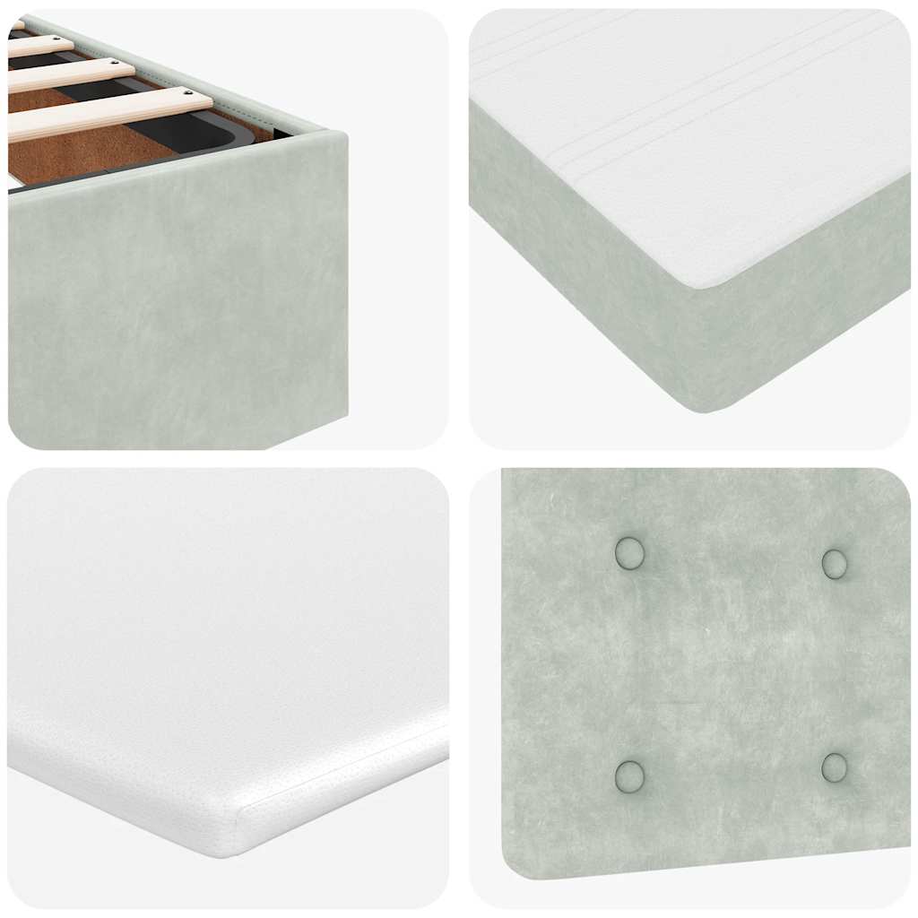 Ottoman-Bett mit Matratze & LEDs Hellgrau 80x200 cm Samt