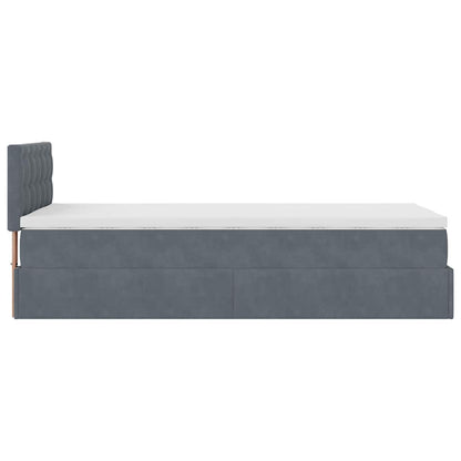 Ottoman-Bett mit Matratze & LEDs Dunkelgrau 80x200 cm Samt