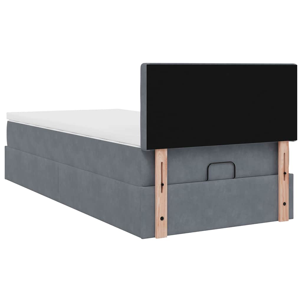 Ottoman-Bett mit Matratze & LEDs Dunkelgrau 80x200 cm Samt