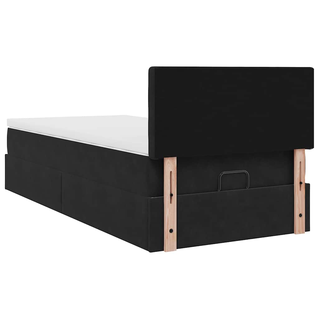Ottomane Bett mit Matratze & LEDs Schwarz 80x200 cm Samt