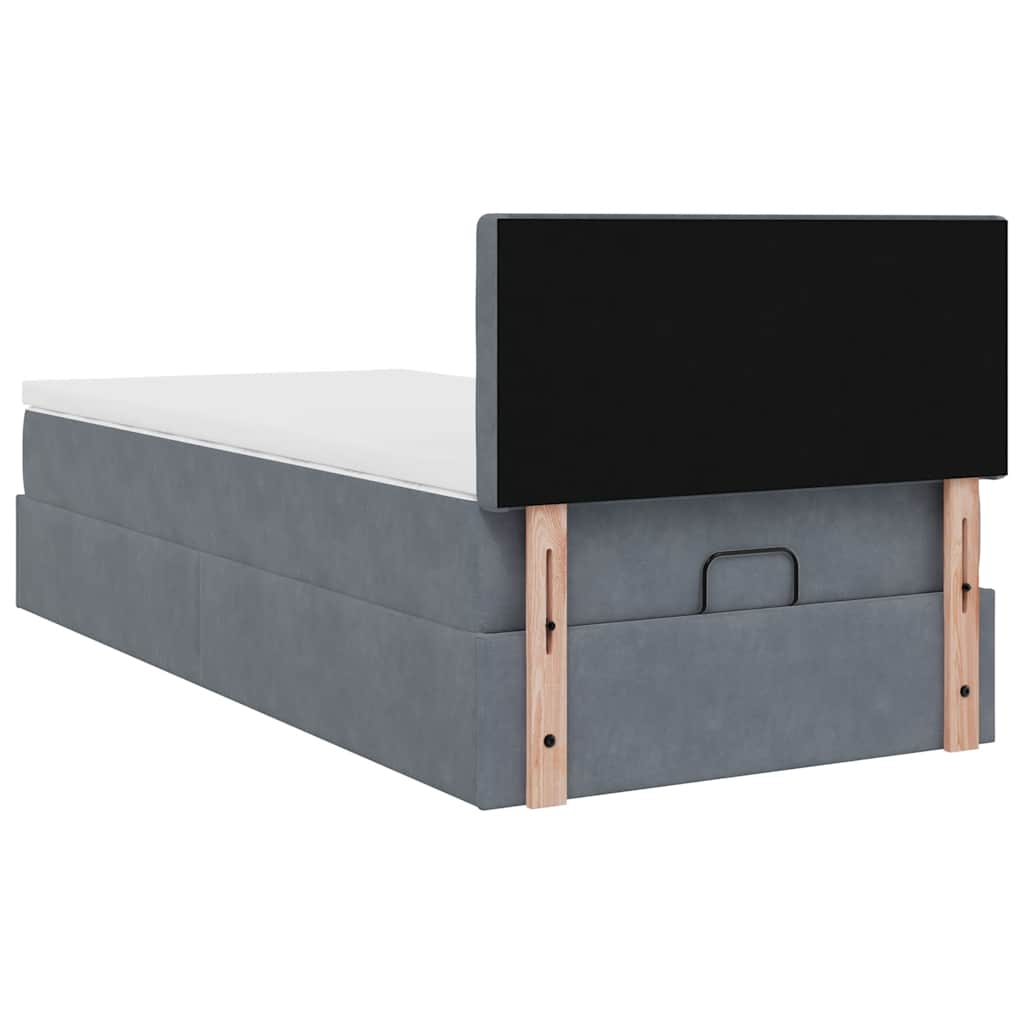Ottoman-Bett mit Matratze & LEDs Dunkelgrau 90x190 cm Samt