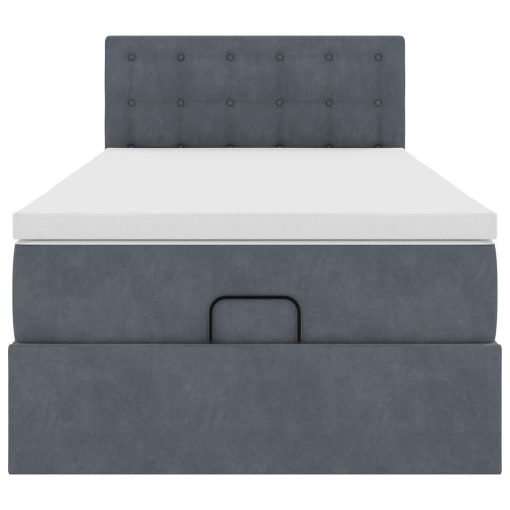 Ottoman-Bett mit Matratze & LEDs Dunkelgrau 90x190 cm Samt