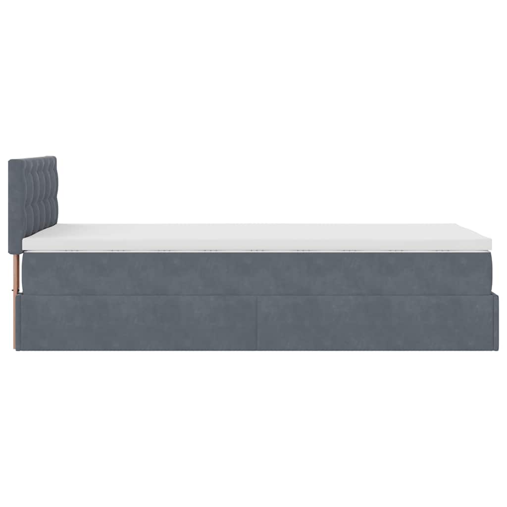 Ottoman-Bett mit Matratze & LEDs Dunkelgrau 90x190 cm Samt